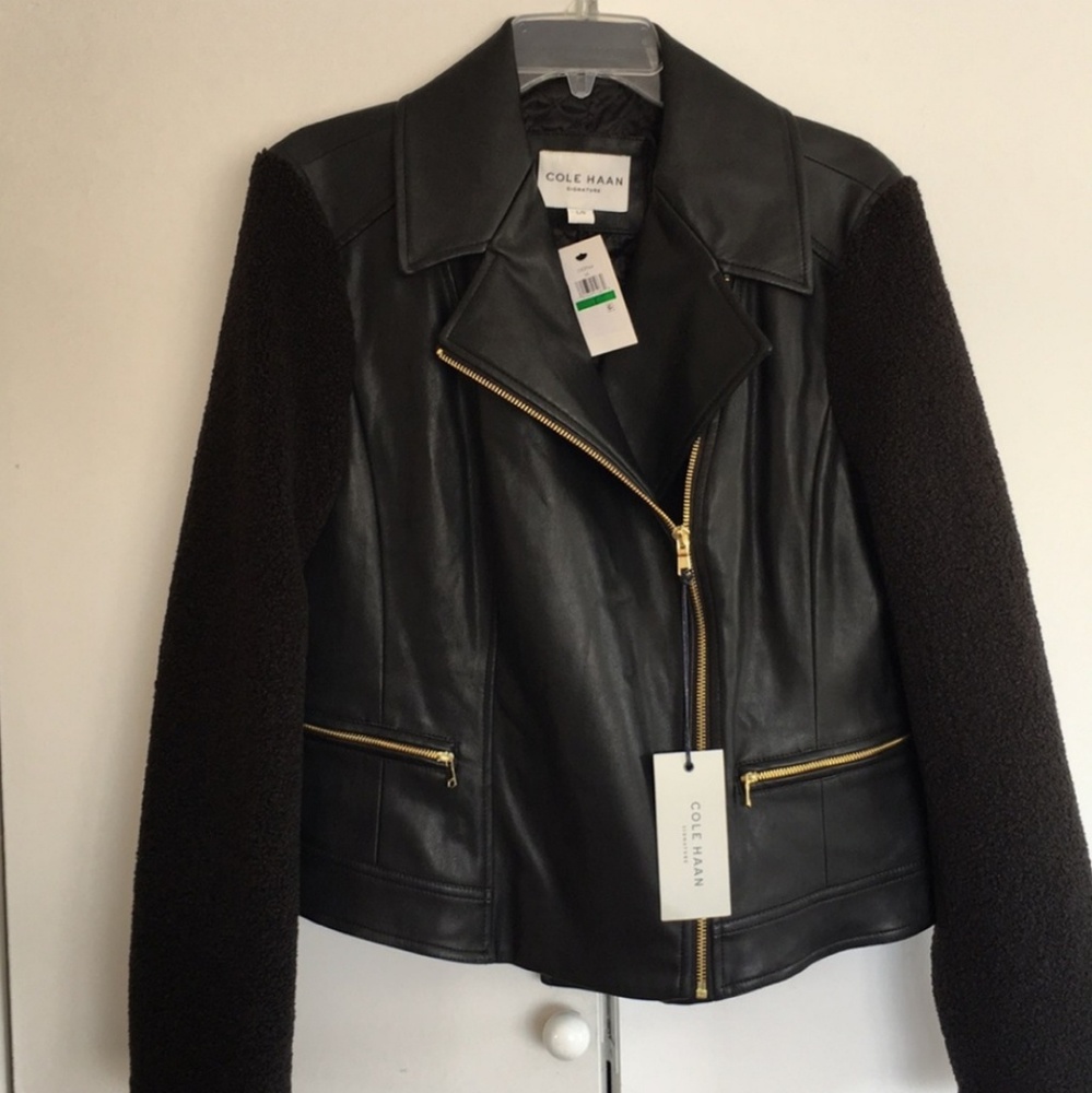 Cole Haan Leather Moto Jacket.